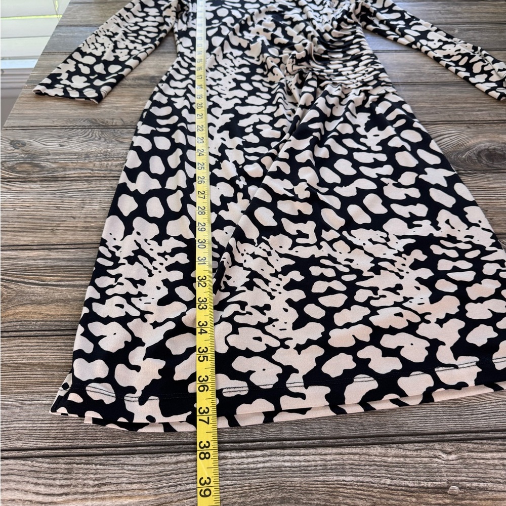 Calvin Klein Black and Cream Long Sleeve Dress Size 4 - Picture 9 of 14